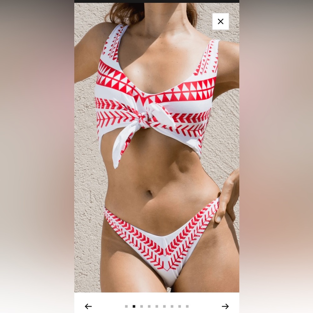 Biliblond red and white bikini top, bottom and red bottom
